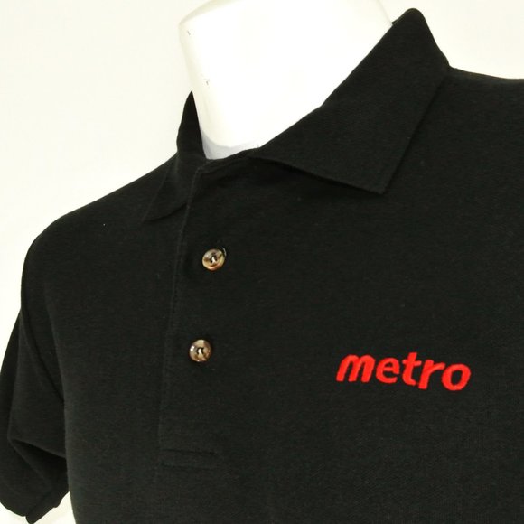 METRO Grocery Store Employee Uniform Polo Shirt Black NEW Size S Small - Picture 2 of 6